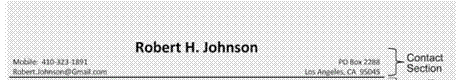 clip of contact section in resume templates